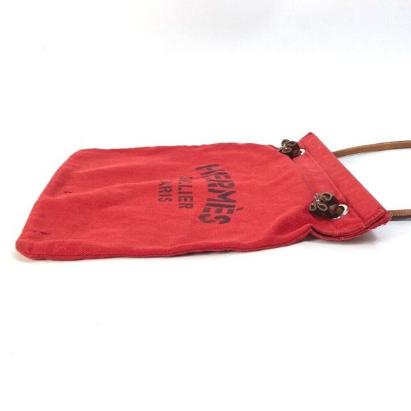 HERMES Sac Aline MM bag Shoulder Bag cotton Red - Picture 4 of 10